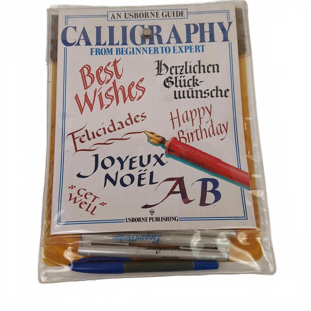 Kids Usborne Guide Calligraphy From Beginner to Expert Book with Pens